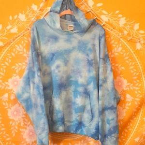 XL PINK Victoria's Secret Blue Tie Dye Super Soft Hoodie Never Worn NWOT
